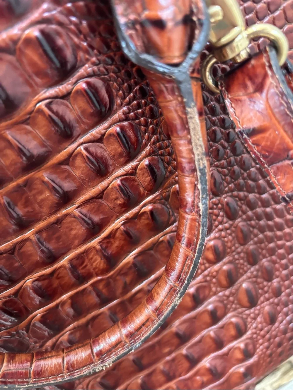 Brahmin Brown Croc-Embossed Leather Laptop Briefcase